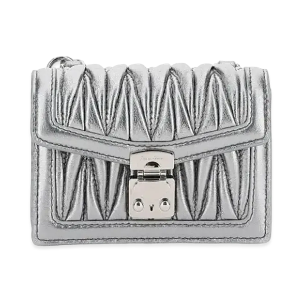 MIU MIU Materassenapa Leather Mini Pouch "Silver"