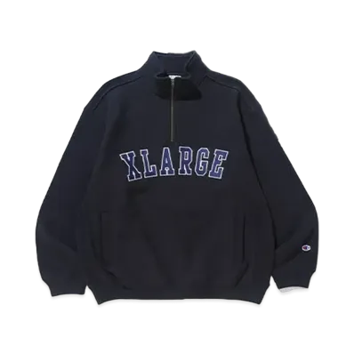 XLARGE x Champion Reverse Weave Half Zip Pullover Sweat "Black"