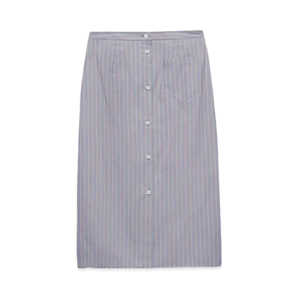 PRADA Women's Striped Poplin Skirt "Periwinkle Blue"