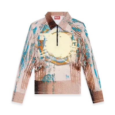 Diesel T-Theodore Fluid Polo Shirt With Trompe LOeil Effects "Blue Brown"