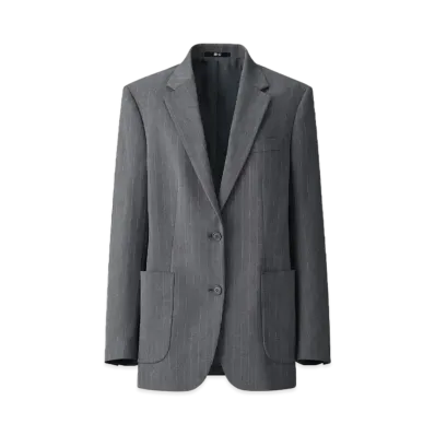 Uniqlo C Women'S Oversized Jacket / Stripes "Gray"