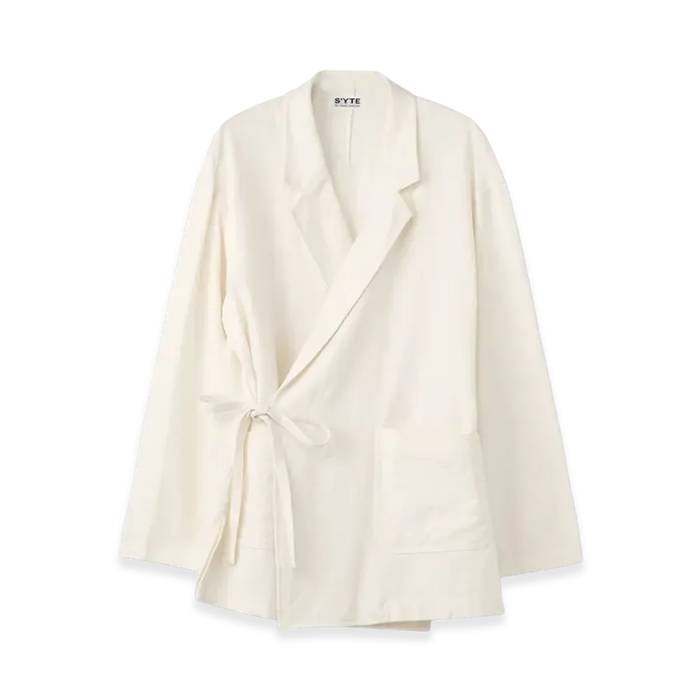 S'YTE Indian Kadi Wrap Haori Tailored Jacket "White"