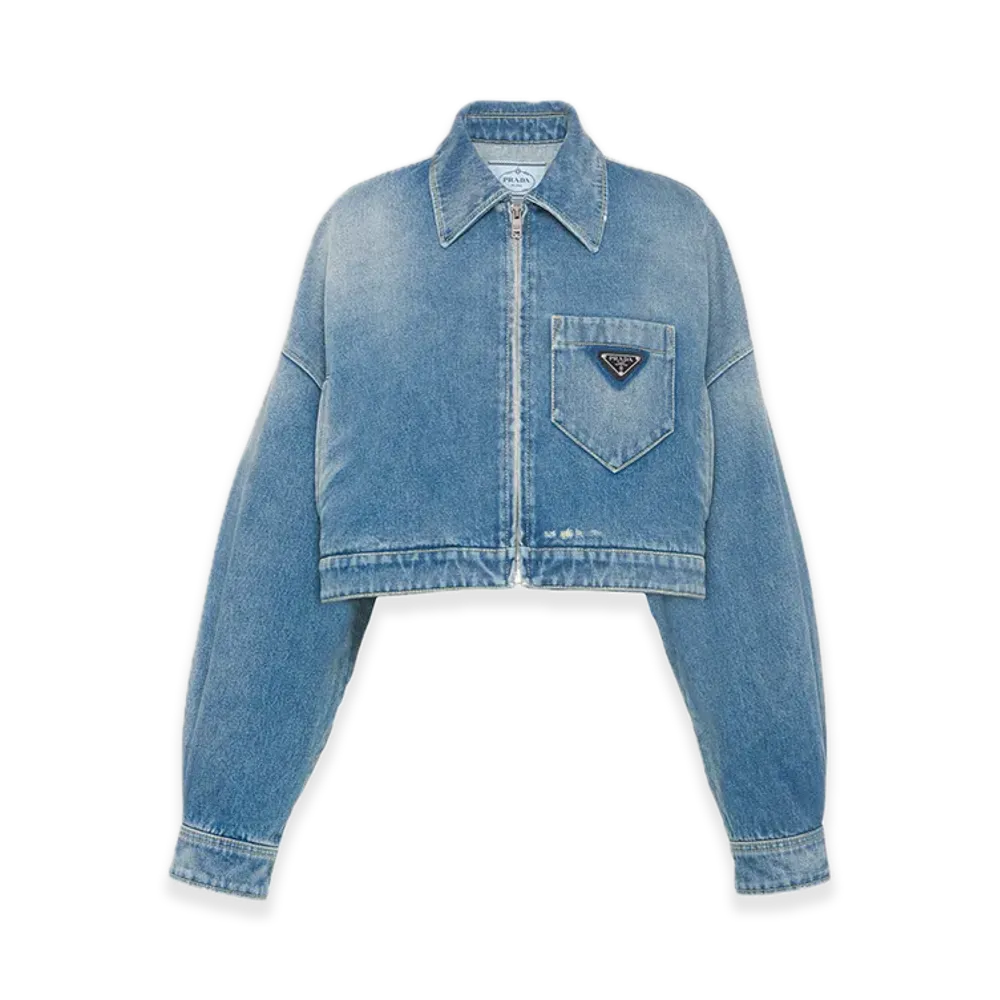 PRADA Organic Denim Cropped Jacket "Navy"