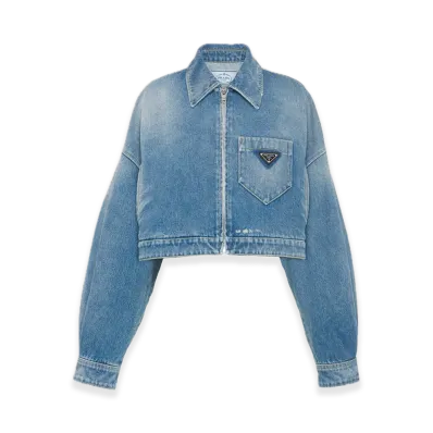 PRADA Organic Denim Cropped Jacket "Navy"