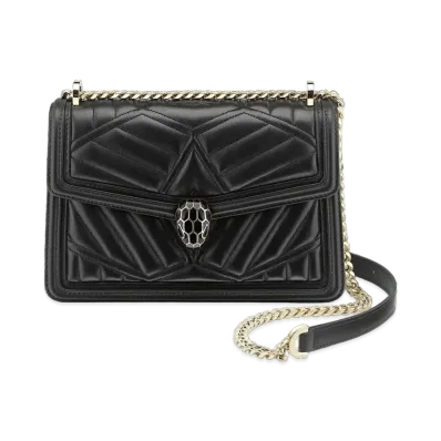 BVLGARI Serpenti Diamond Blast Shoulder Bag "Black"