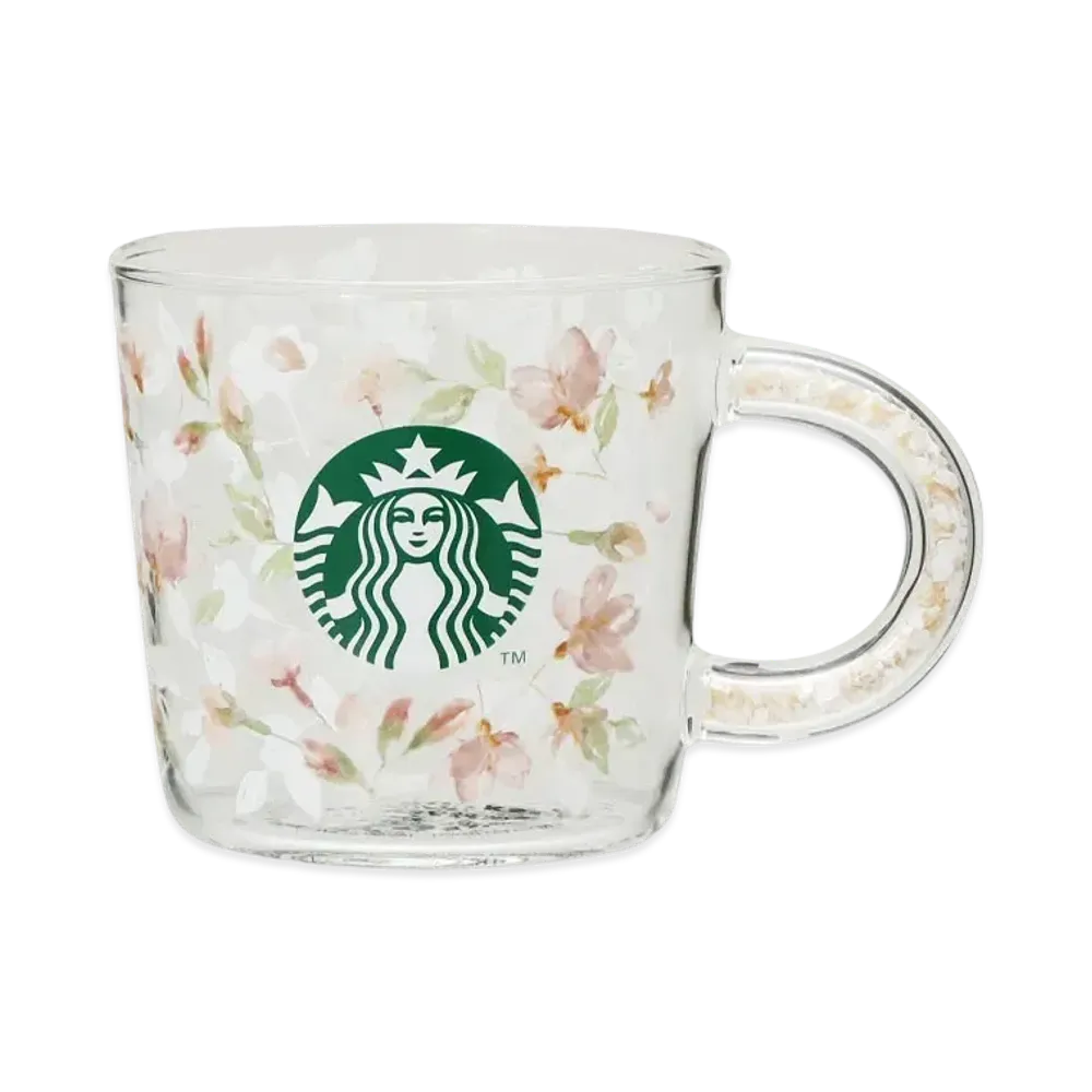 STARBUCKS SAKURA 2024 Shell Handle Heat Resistant Glass Mug 355ml "Clear"