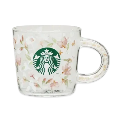 STARBUCKS SAKURA 2024 Shell Handle Heat Resistant Glass Mug 355ml "Clear"
