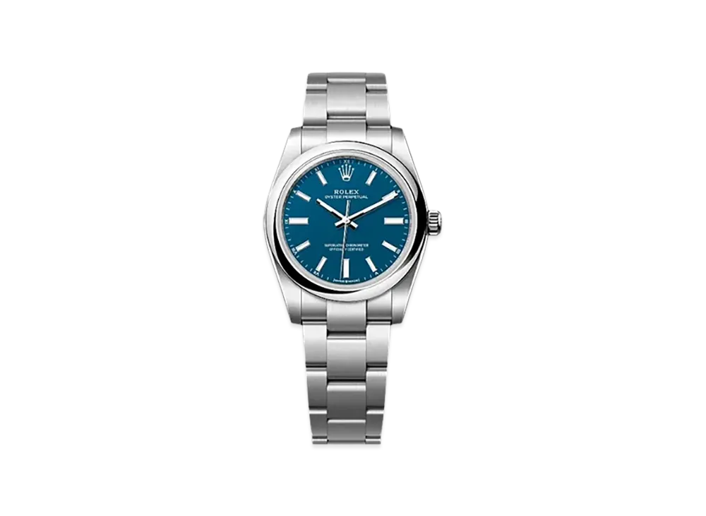 ROLEX Oyster Perpetual 34mm Oystersteel 124200 "Bright Blue"