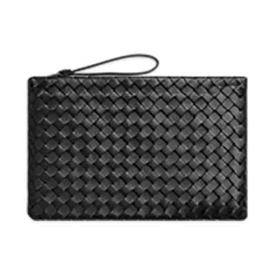 Bottega Veneta Intrecciato Large Flat Pouch "Black"
