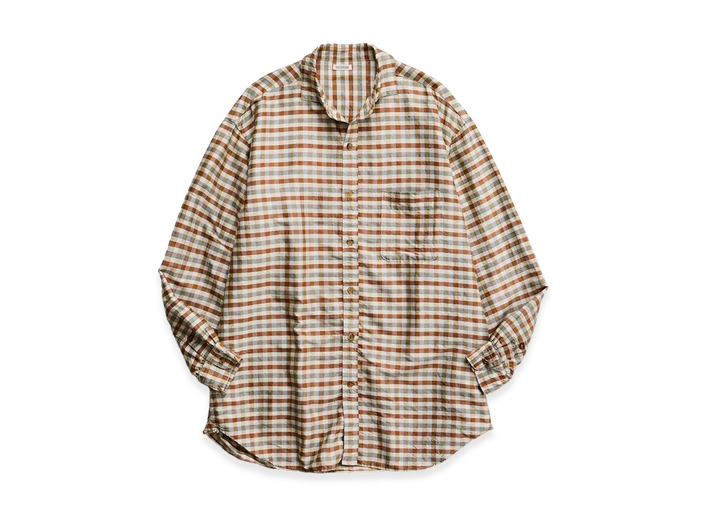 NICENESS Atkins Silk Check Taffeta Shirring Shirt "Ivory"