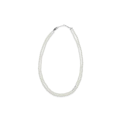 CELINE Double Necklace with Glass Beads "Silver"
