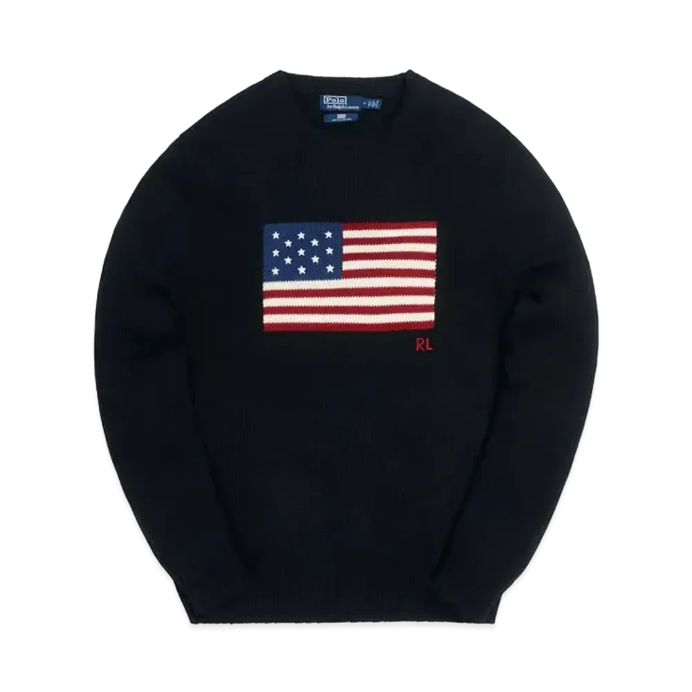 Kith x Polo Ralph Lauren Cotton American Flag Crewneck "Black"