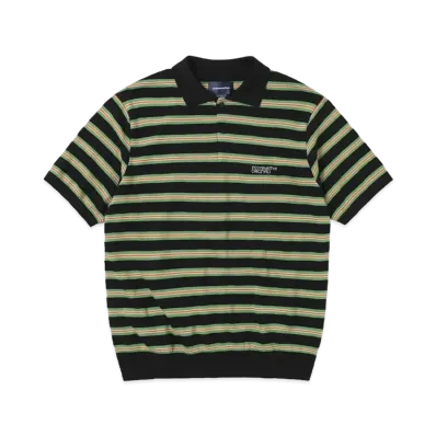 thisisneverthat Striped Knit Polo "Black"
