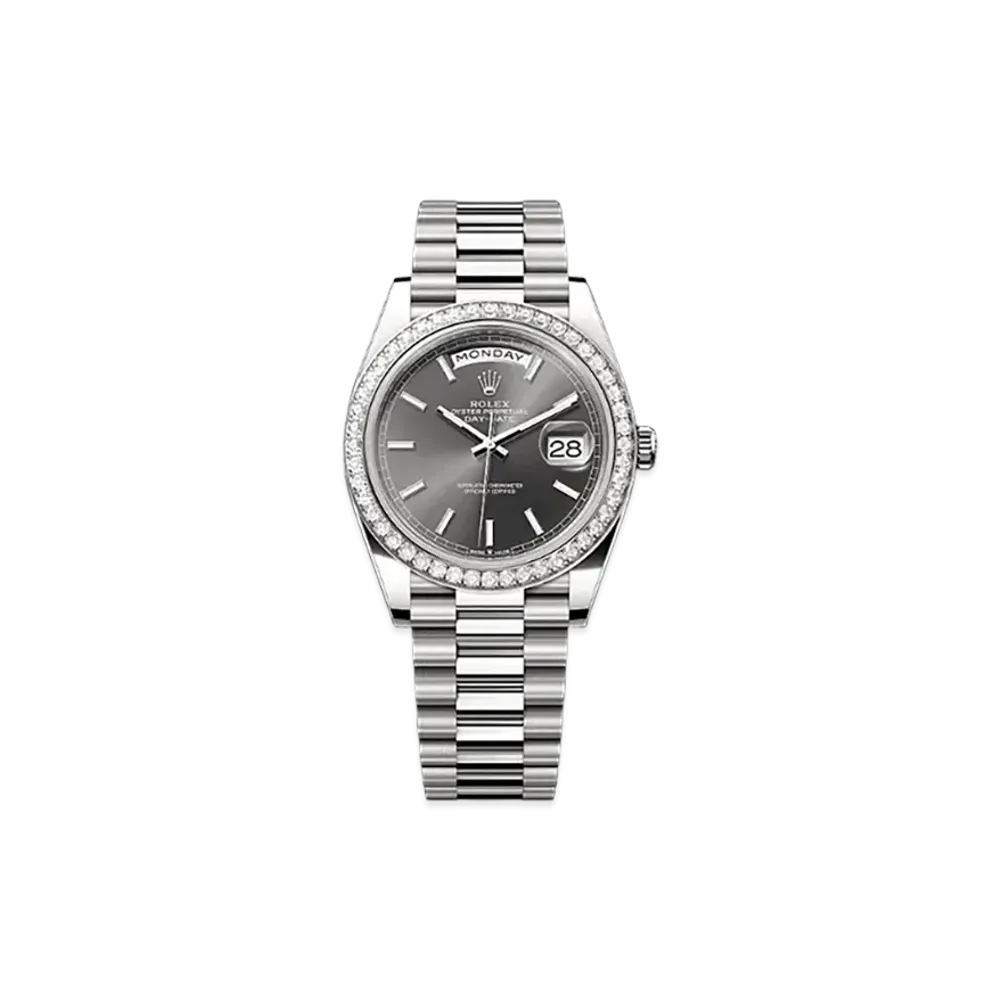 ROLEX Day-Date 40mm White Gold Diamond 228349RBR "Slate"