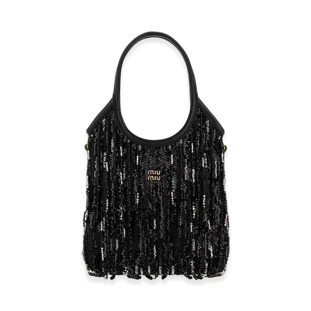 MIU MIU Women's Embellished Fabric Handbag "Black"