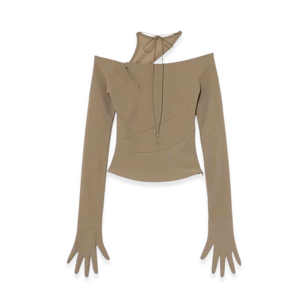 THEREDTHREAD G Tech Fastener Tops "Beige"