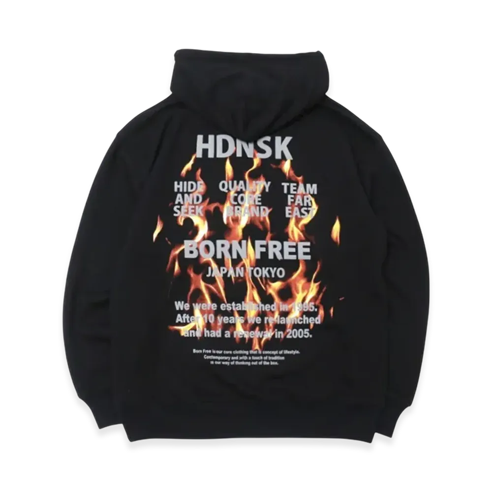 Hide and Seek Flame Hooded Sweat Shirt "Black"