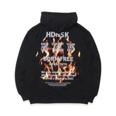 Hide and Seek Flame Hooded Sweat Shirt "Black"