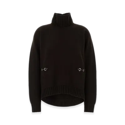 GUCCI Women's Wool Cashmere Sweater With Horsebit "Brown"