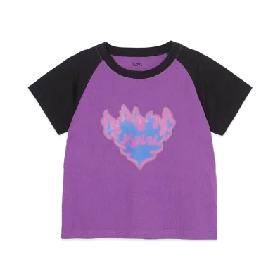 X-Girl Burning Heart Raglan S/S Baby Tee "Purple"