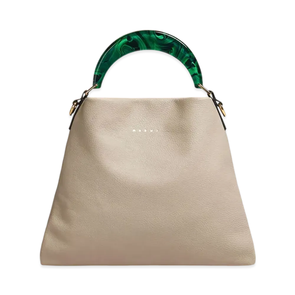 MARNI Venice Small Bag in Leather "Light Camel/Spherical Green/Black"