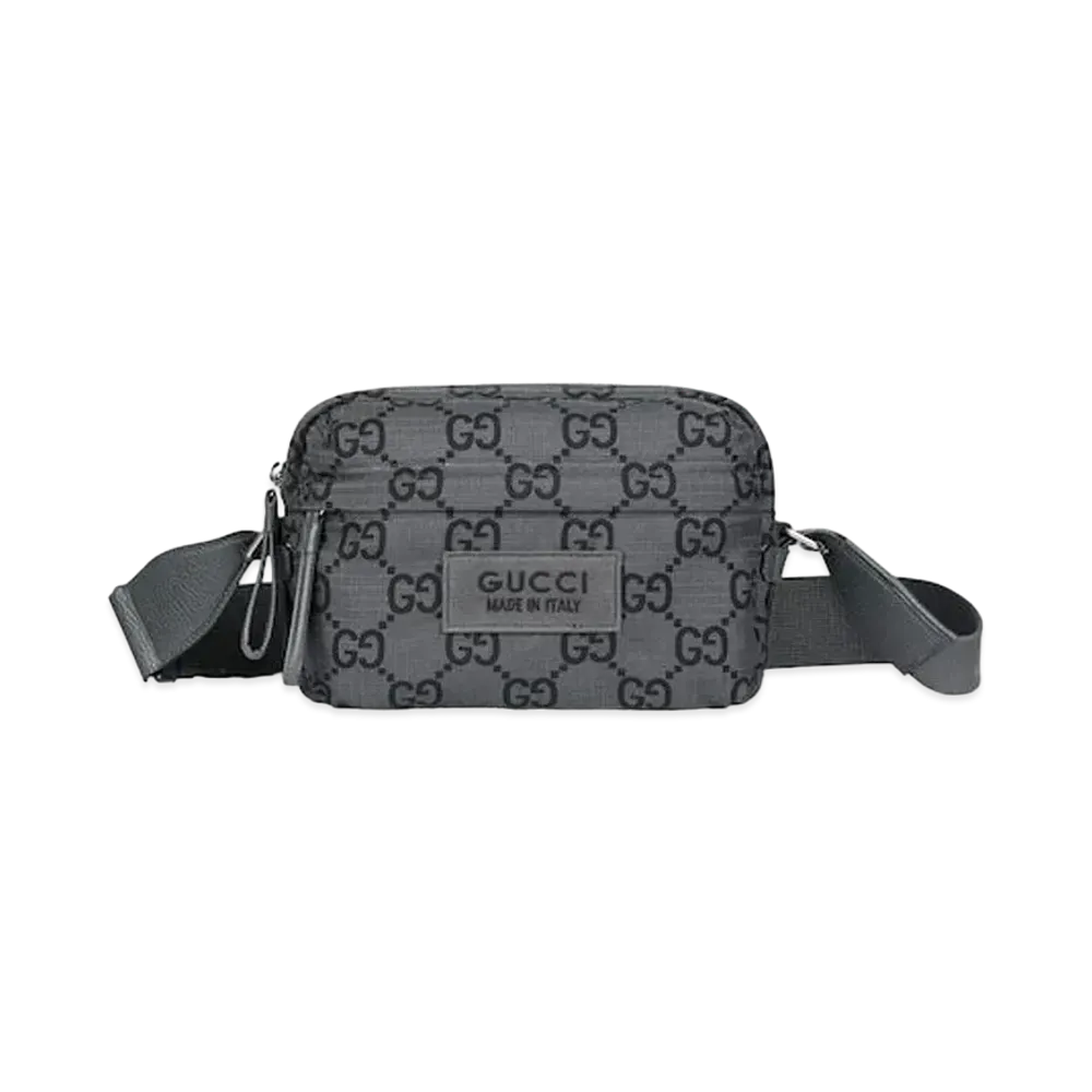 GUCCI Medium GG Ripstop Crossbody Bag "Dark Grey/Black"