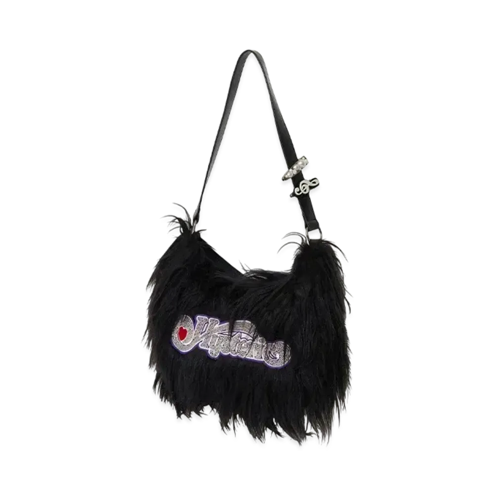 HYSTERIC GLAMOUR Wrapped Heart Logo Embroidery Fur Bag "Black"