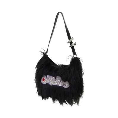 HYSTERIC GLAMOUR Wrapped Heart Logo Embroidery Fur Bag "Black"