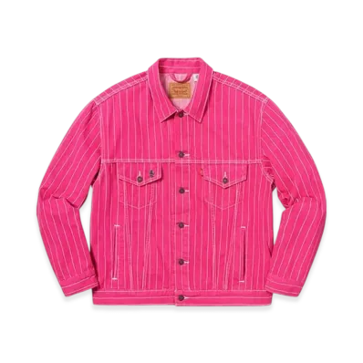 Supreme x Levi's Pinstripe Trucker Jacket "Magenta"