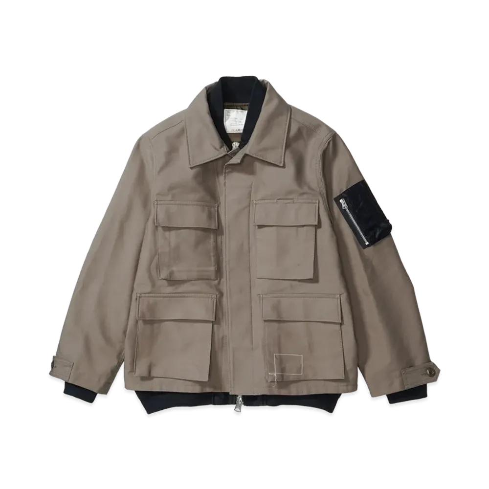 WTAPS x sacai Cotton Back Satin Jacket 02 / Jacket / Cotton Back Satin "Beige"