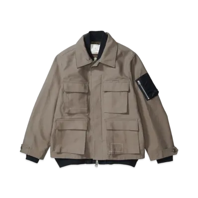 WTAPS x sacai Cotton Back Satin Jacket 02 / Jacket / Cotton Back Satin "Beige"