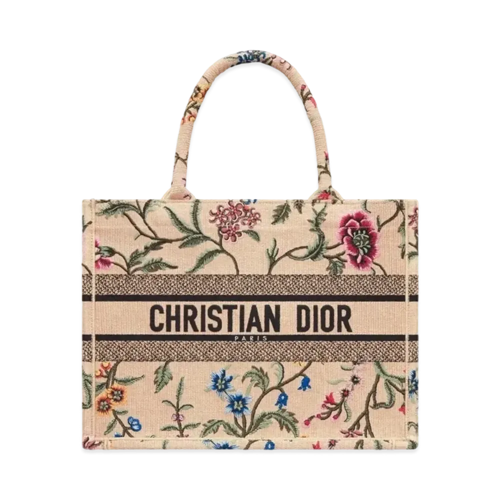 Dior Medium Dior Book Tote Raffia Embroidered Dior Petites Fleurs "Multicolor""