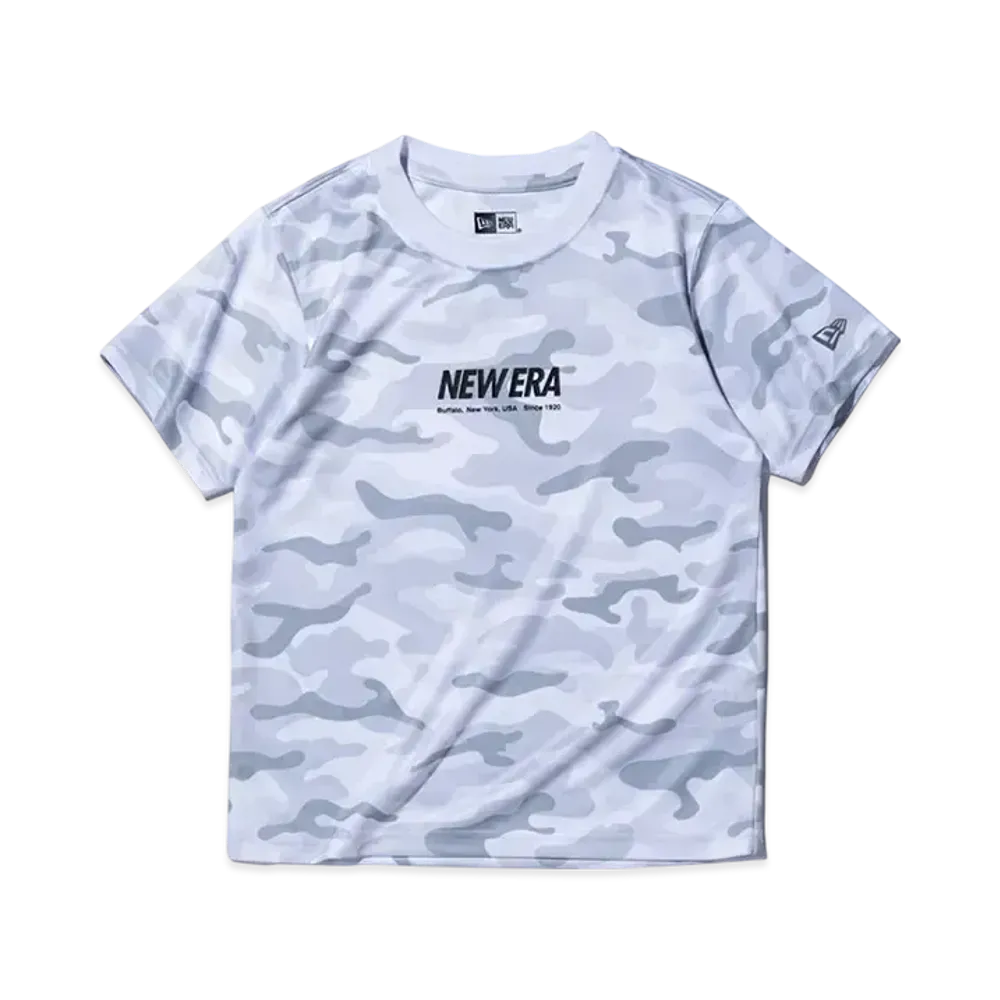 NEW ERA Performance Apparel Youth Short Sleeve Tech T-Shirt Wordmark Logo Woodland Camo "White"