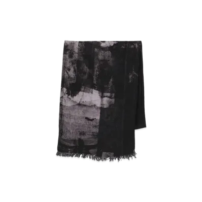 Y's Filagen Flower Print Scarf "Black"