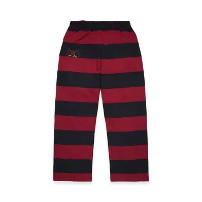 DENIM TEARS Striped Crest Open Hem Sweatpant "Red/Navy"