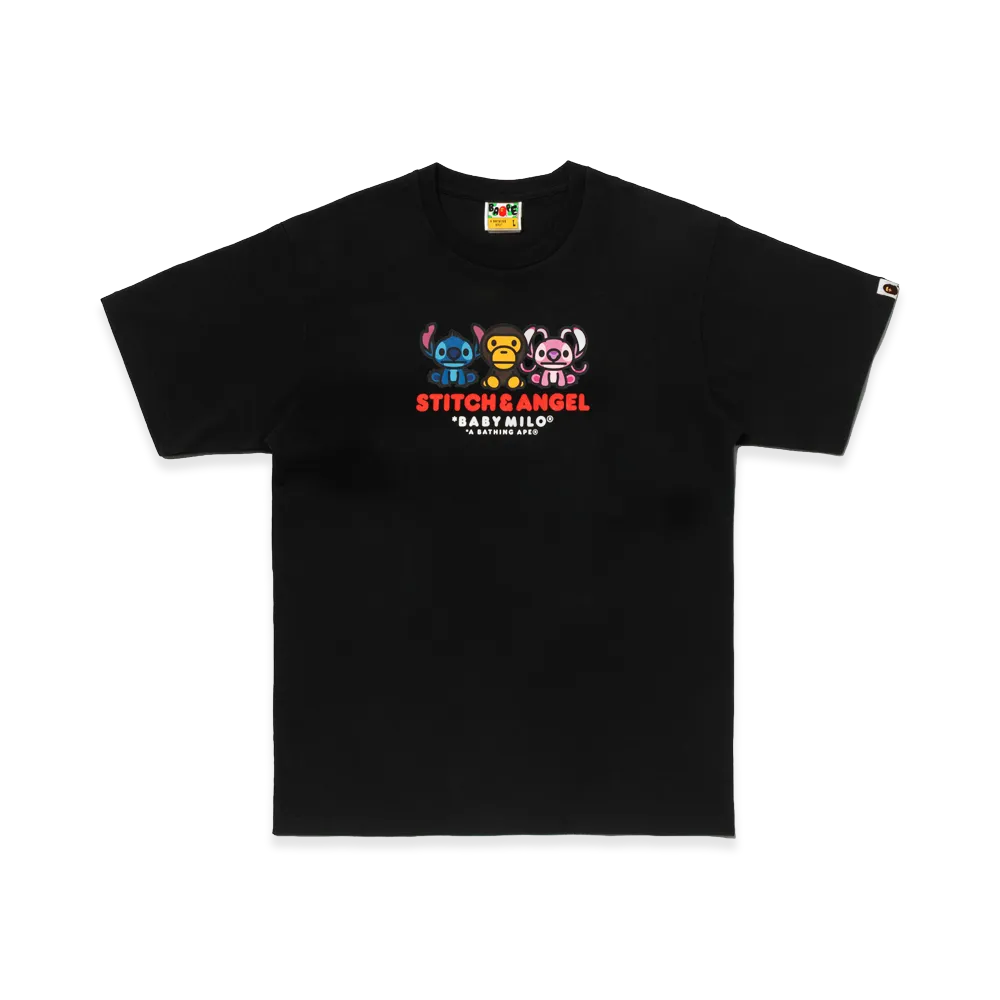 A BATHING APE x Disney Stitch And Angel Baby Milo Tee "Black"