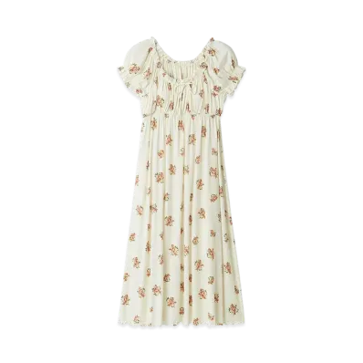 GELATO PIQUE Flower Pattern Cup-In Dress "Orange"