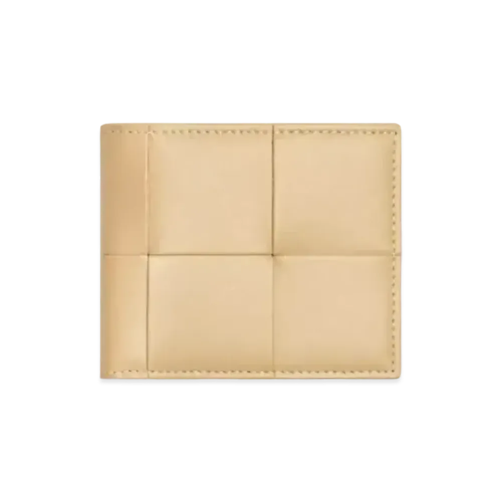 Bottega Veneta Casette Maxi Intrecciato Calfskin Bi-fold Wallet "Porridge"