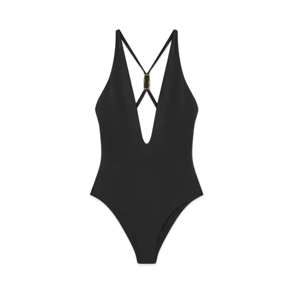 Versace Safety Pin One-Piece Swimsuit "Black"