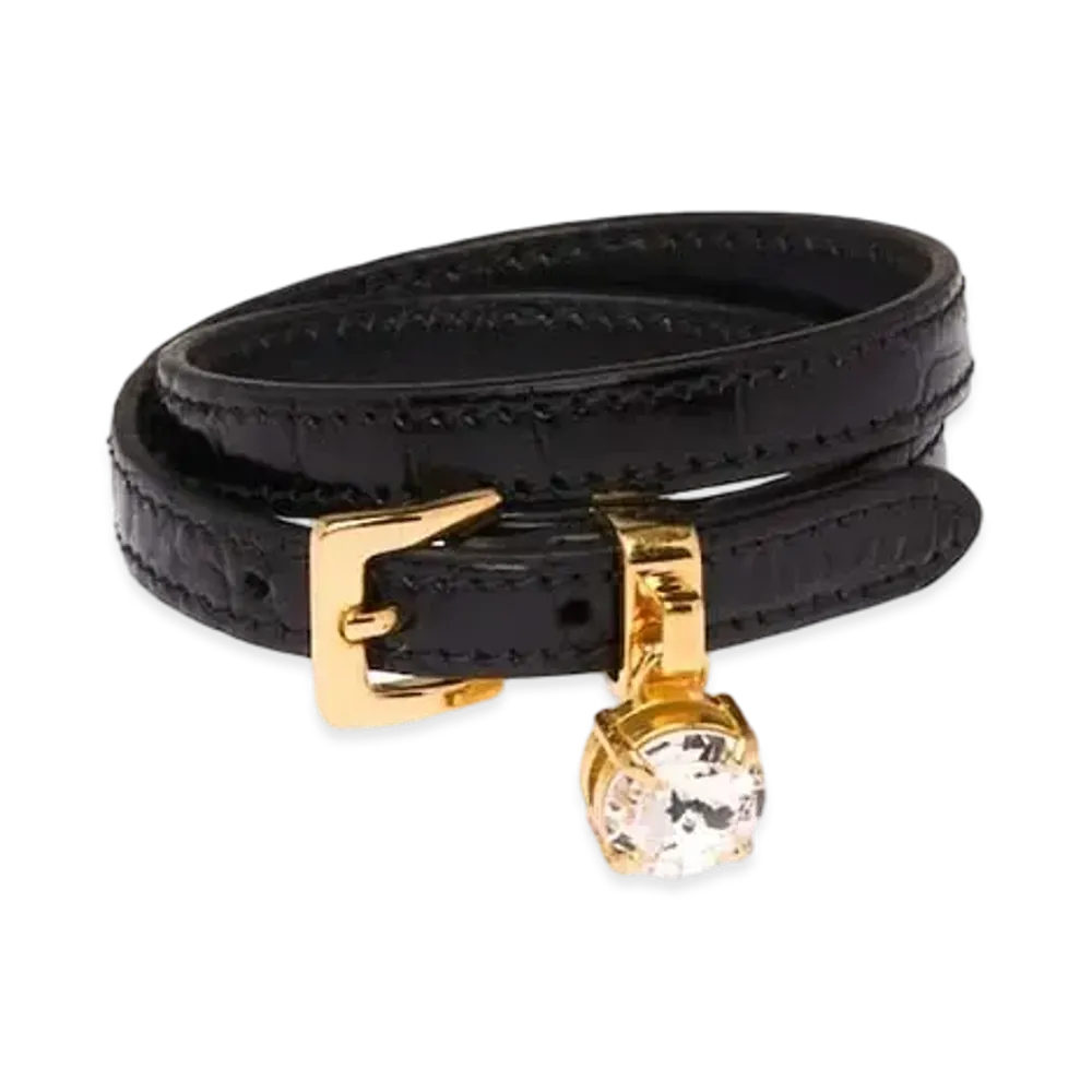 MIU MIU Crocodile Printed Leather Bracelet "Black"