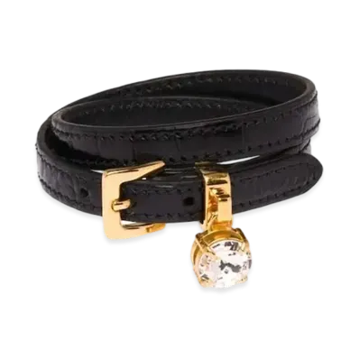 MIU MIU Crocodile Printed Leather Bracelet "Black"