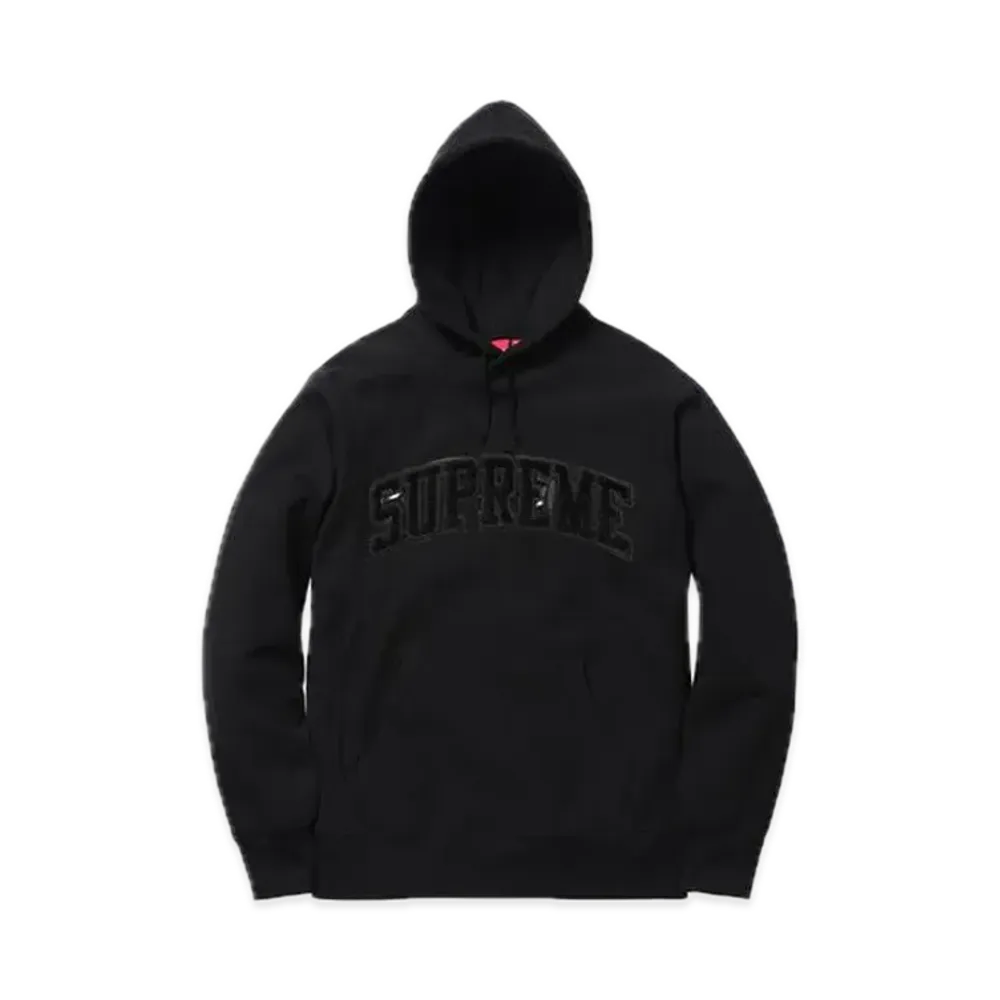 Supreme Patent Chenille Arc Logo Hooded Sweatshirt "Black"