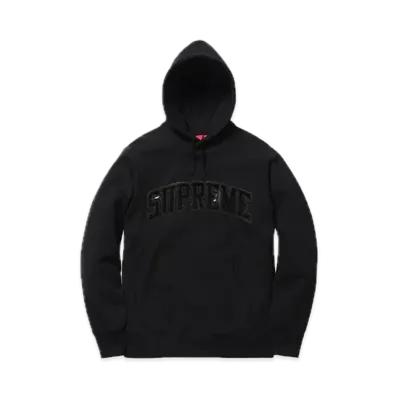 Supreme Patent Chenille Arc Logo Hooded Sweatshirt "Black"