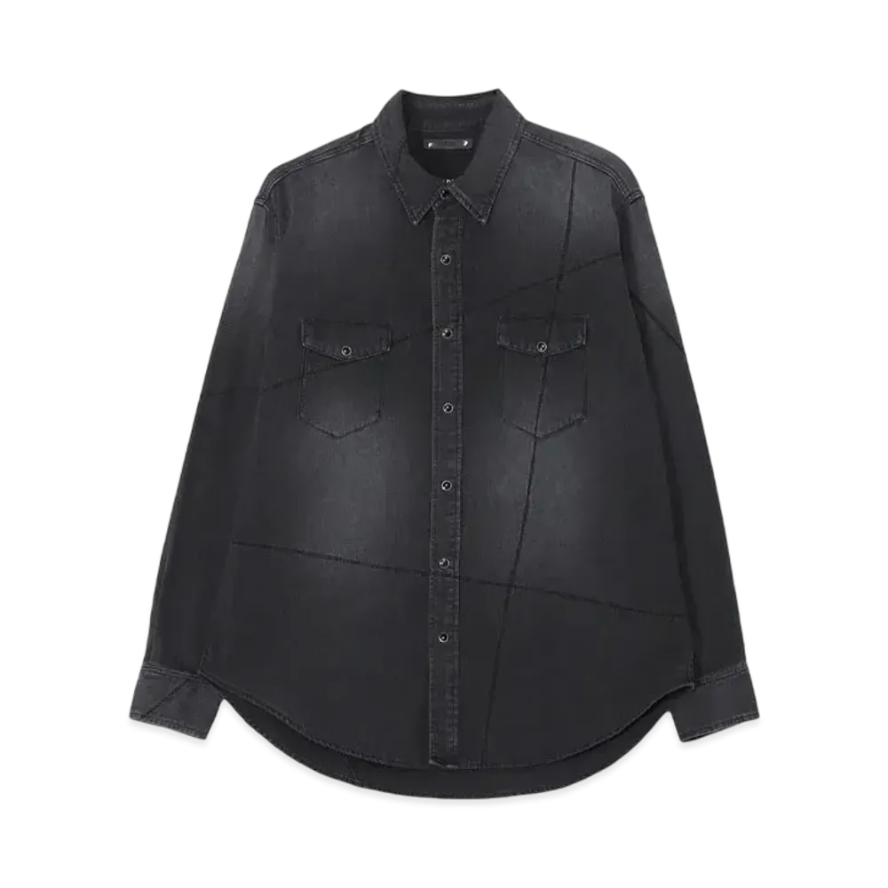 WILDSIDE Yohji Yamamoto x MINEDENIM Frankenstein Loose Denim Western Shirts "Black"