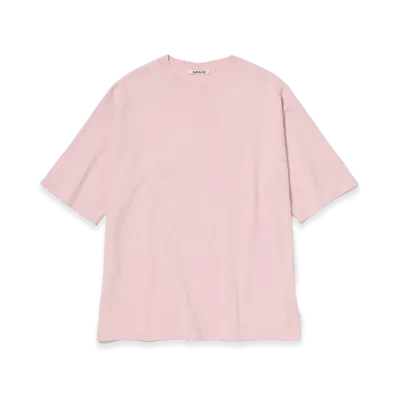 AURALEE High Gauge Tussah Silk Knit Tee "Light Pink"