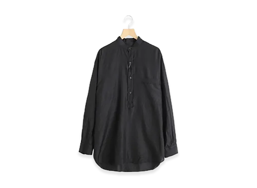 COMOLI Wool Silk Pullover Shirt "Charcoal"