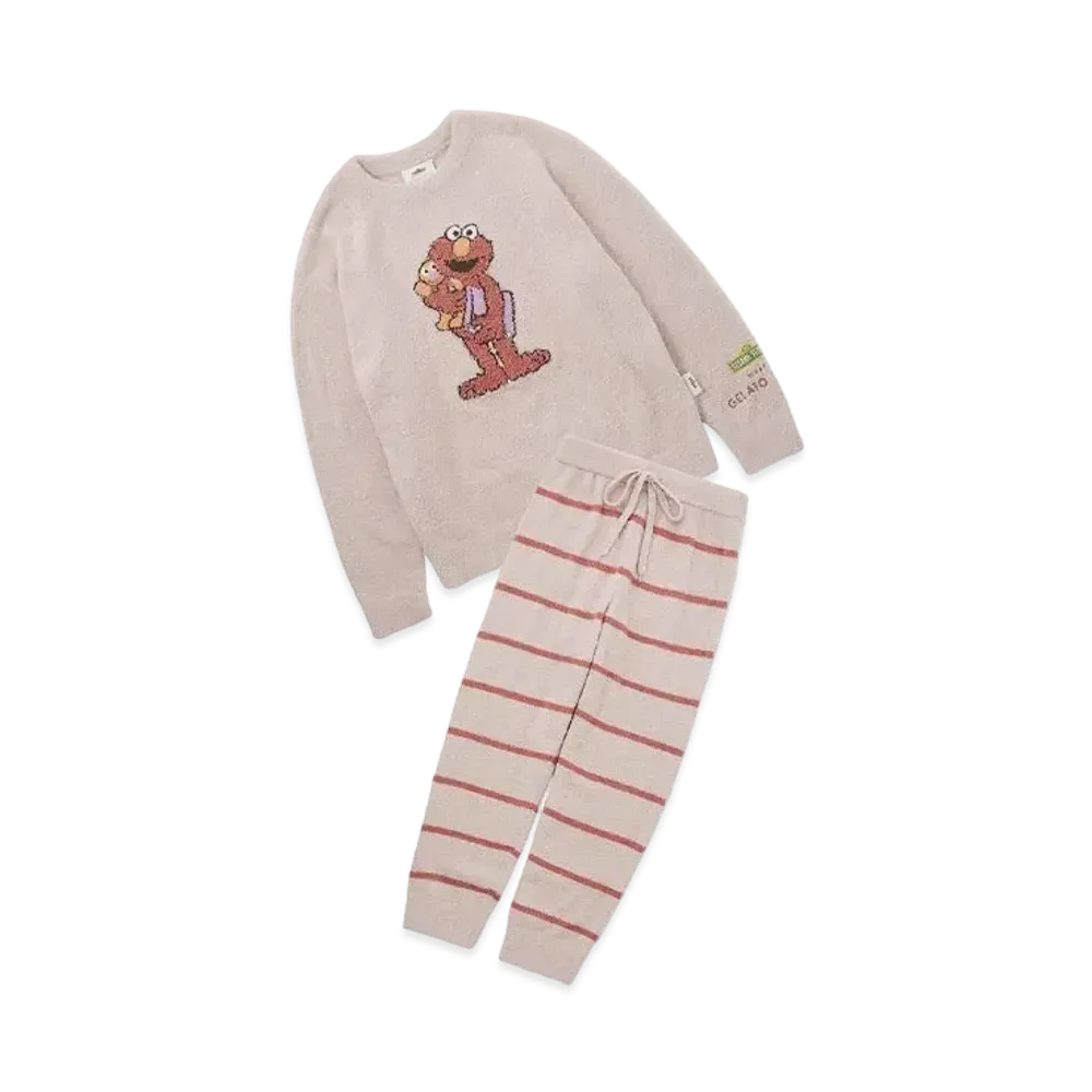 GELATO PIQUE x Sesame Street Motif Jacquard Pullover & Long Pants Set "Pink"