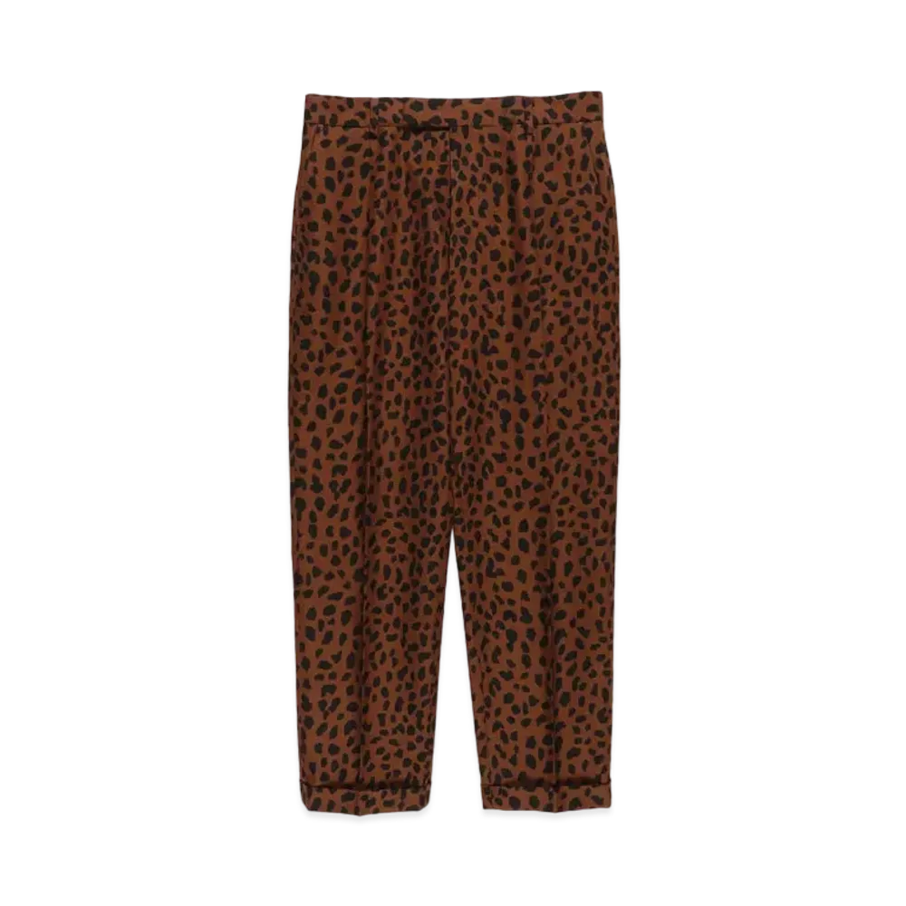 WACKO MARIA LEOPARD PLEATED TROUSERS (TYPE-2) "Brown"