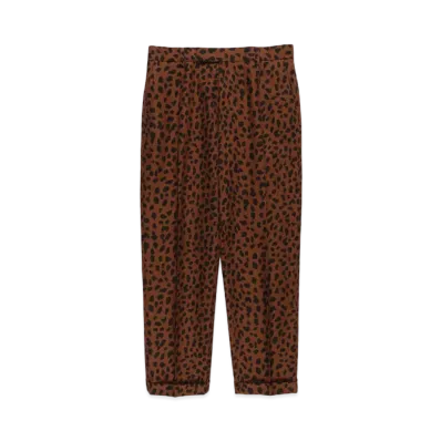 WACKO MARIA LEOPARD PLEATED TROUSERS (TYPE-2) "Brown"