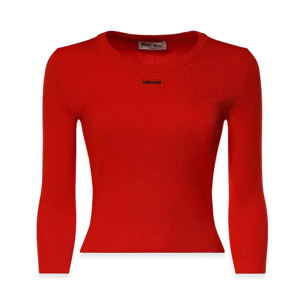 MIU MIU Women's Cotton Crew-Neck Jumper "Orange"